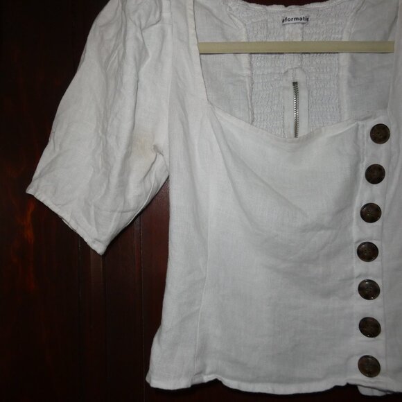 Reformation Linen Button-Detail Top – Size Small - Picture 2 of 6